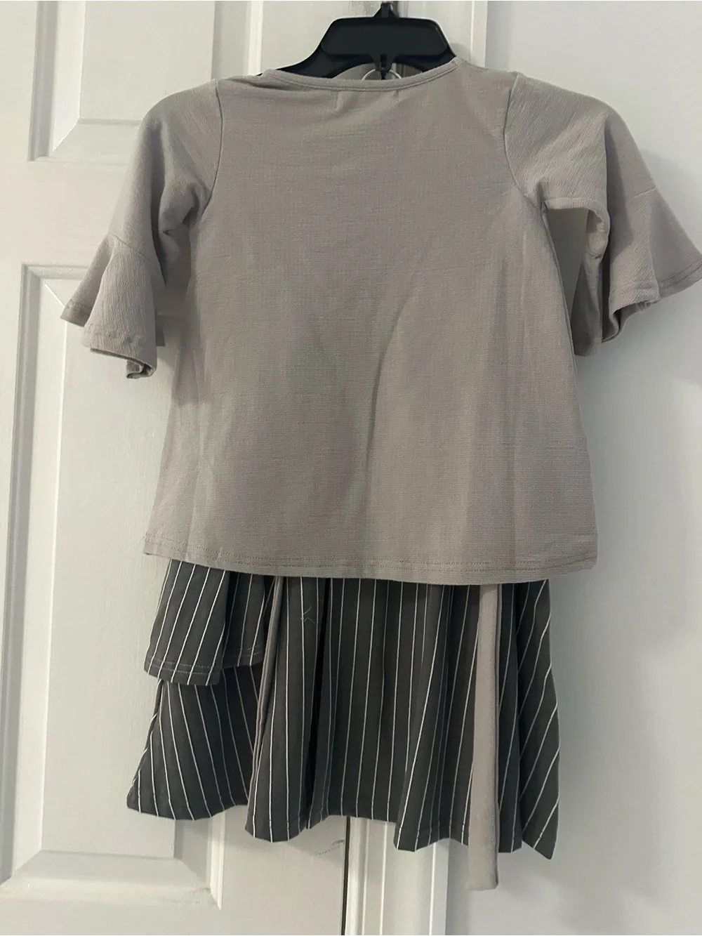 Neutral Gray Girls Two-Piece Casual Set by
